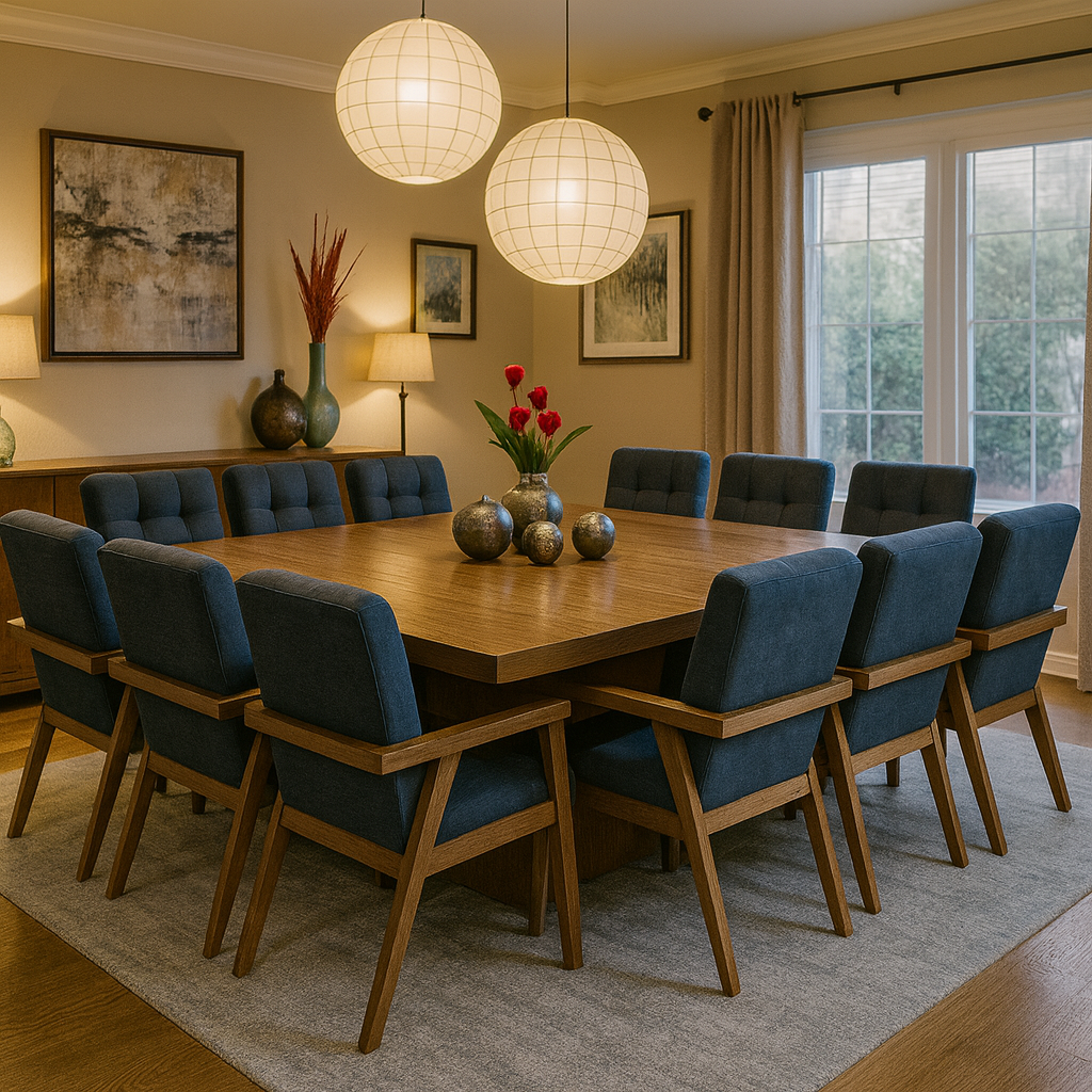 Comedor Diamante 12 Sillas Rectangular Madera Elegante