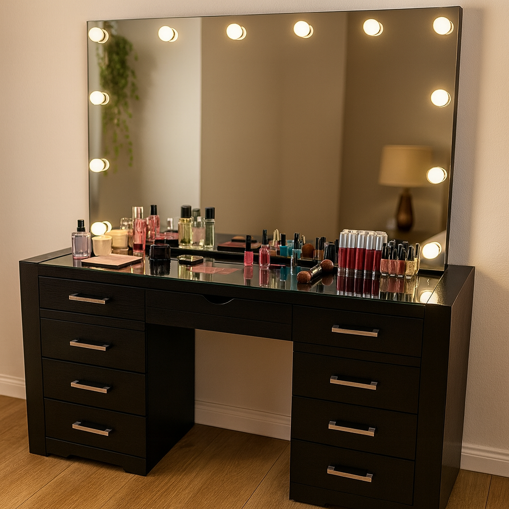 Peinador Professional Hollywood Madera Espejo Iluminado Led