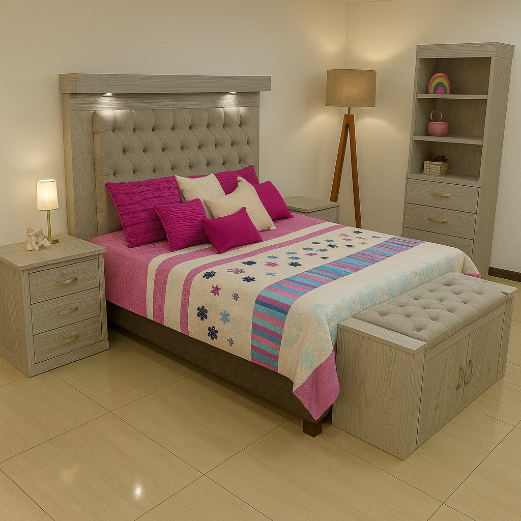 Recamara King Size Francia 6 Piezas Elegante Iluminada Led