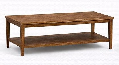 Mesa de centro rectangular con entrepaño en madera nogal