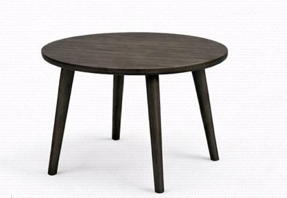 Mesa auxiliar circular de tres patas en chocolate oscuro