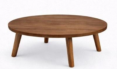 Mesa de centro circular escandinava en madera nogal