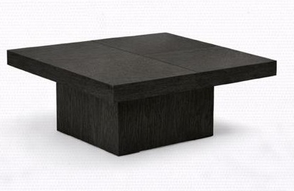 Mesa de centro cuadrada con base sólida en chocolate oscuro