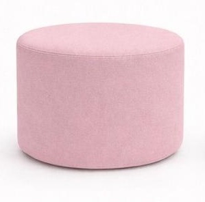 Puff redondo liso en tela rosa