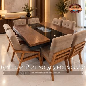 Comedor Platino Semi-Cuadrado de 8 Sillas