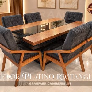 Comedor Platino Rectangular de 6 Sillas