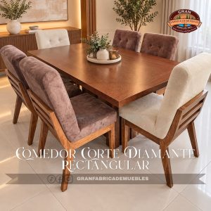 Comedor Diamante Rectangular de 6 Sillas Corte Diamante