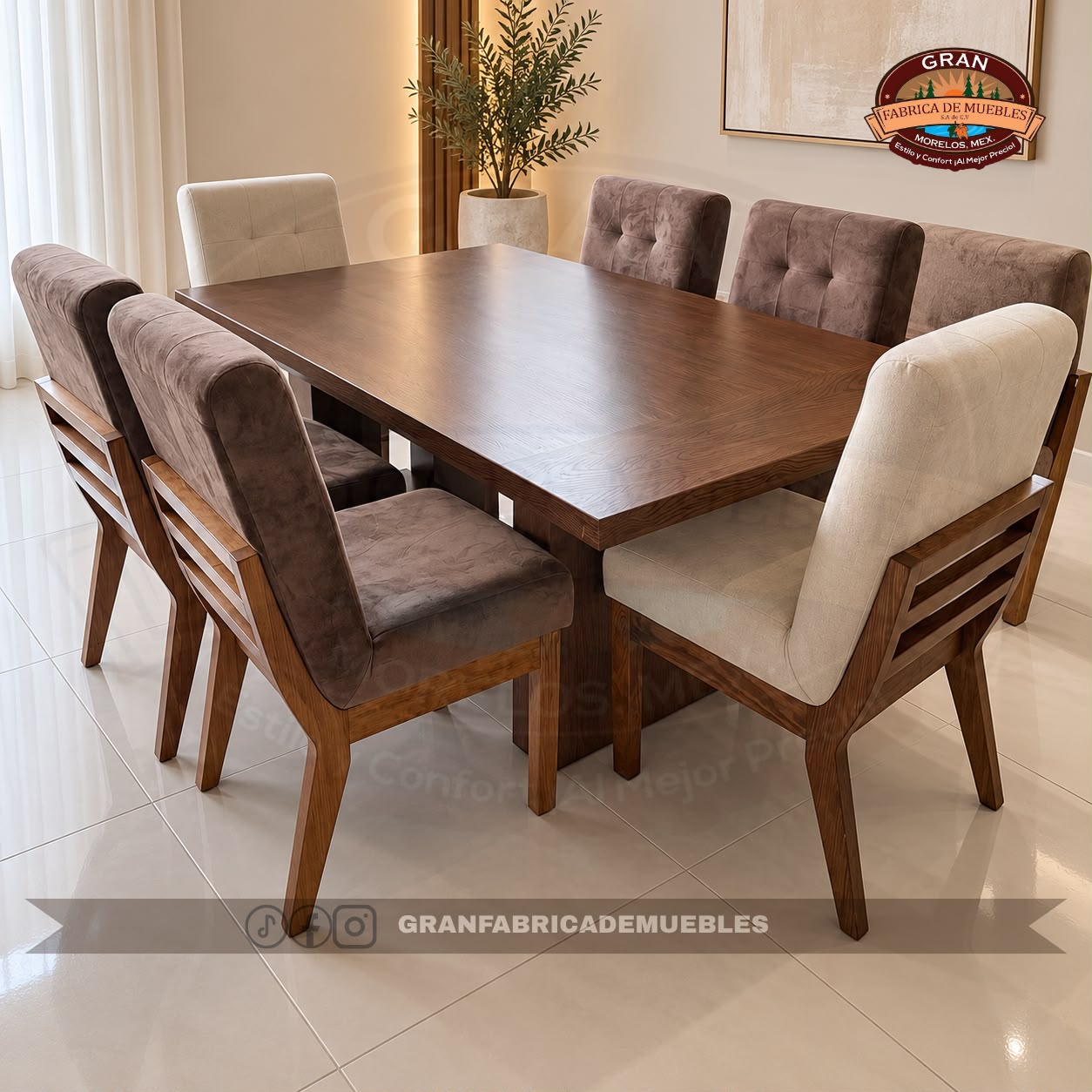 Comedor Diamante Rectangular de 6 Sillas Corte Diamante - Imagen 6