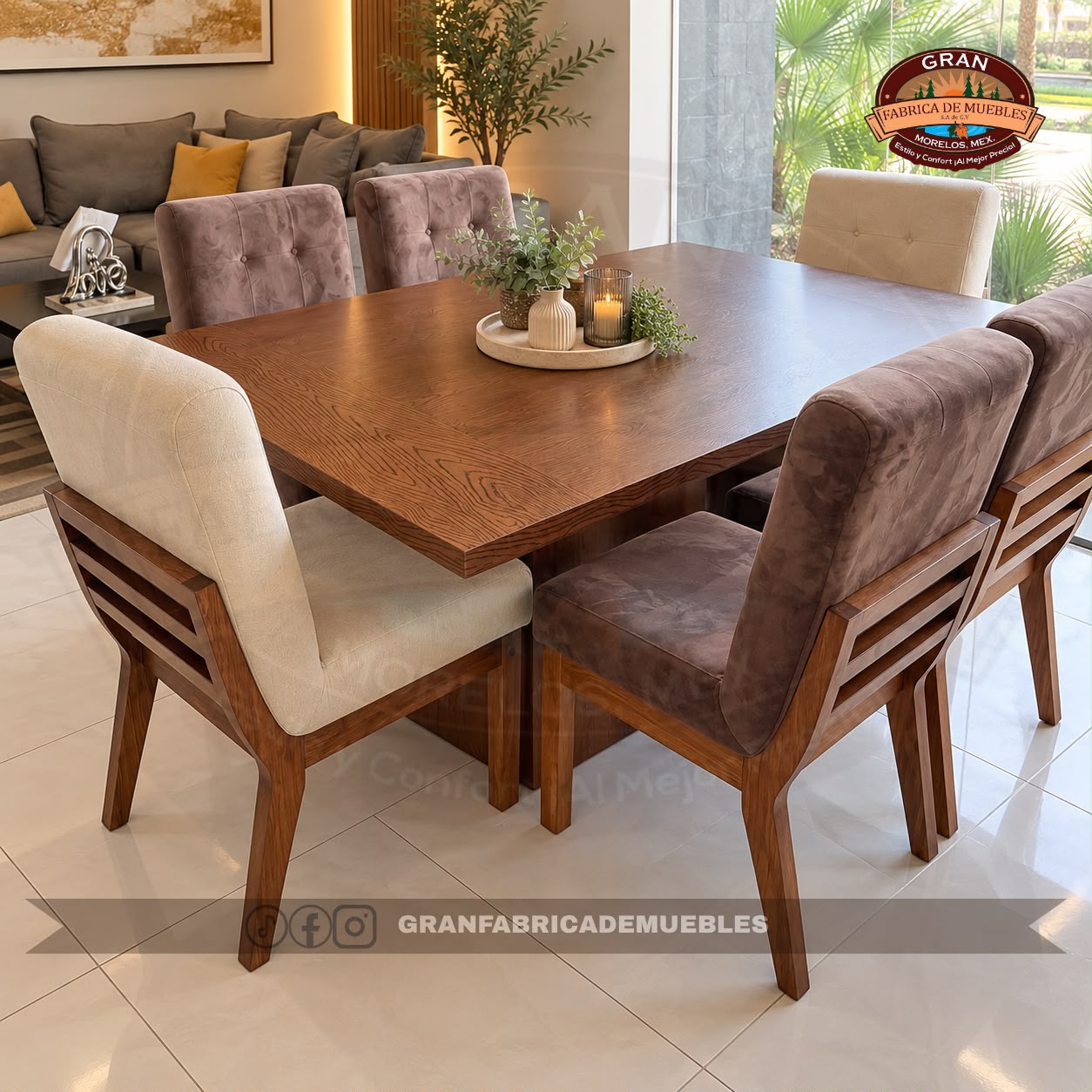 Comedor Diamante Rectangular de 6 Sillas Corte Diamante - Imagen 5