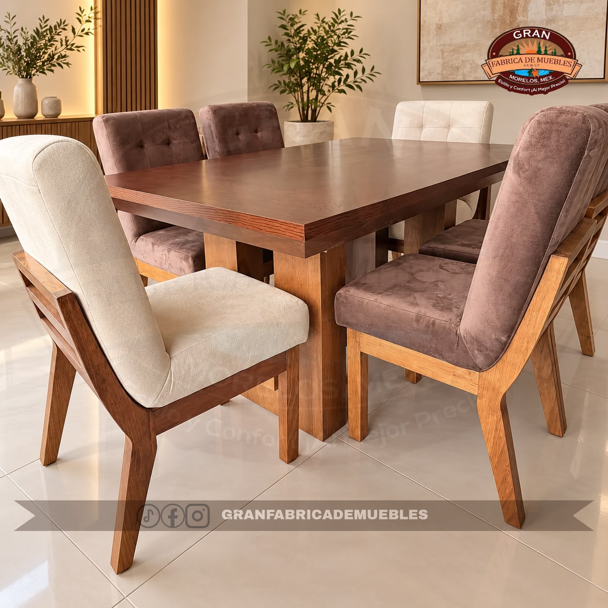 Comedor Diamante Rectangular de 6 Sillas Corte Diamante - Imagen 4