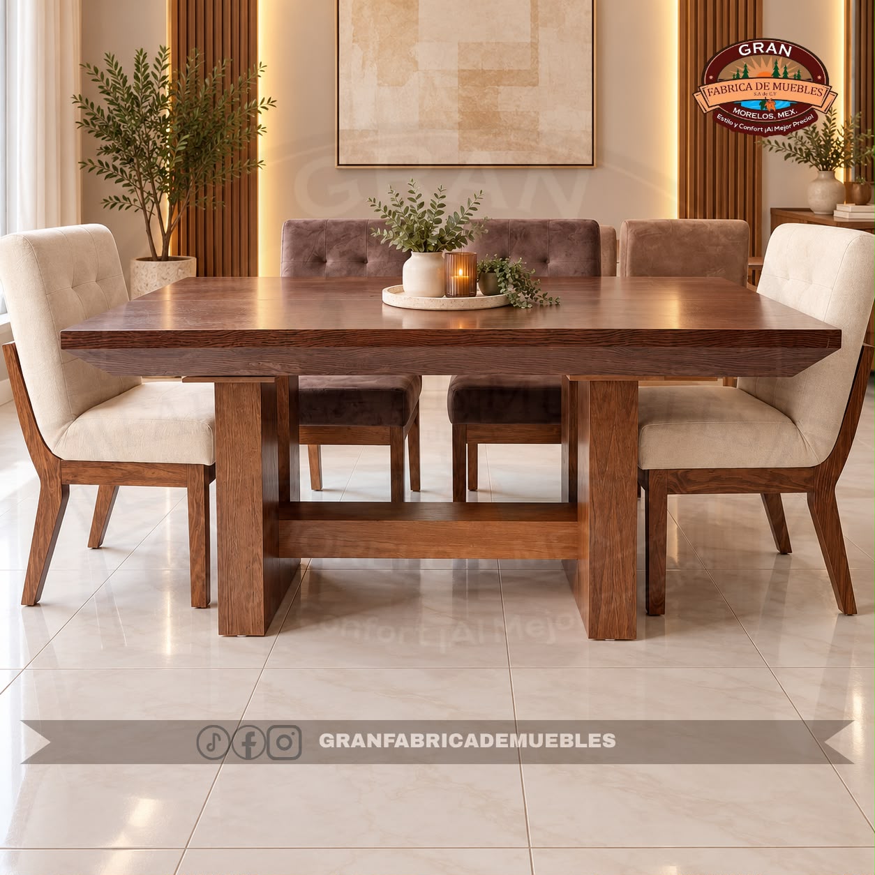 Comedor Diamante Rectangular de 6 Sillas Corte Diamante - Imagen 3