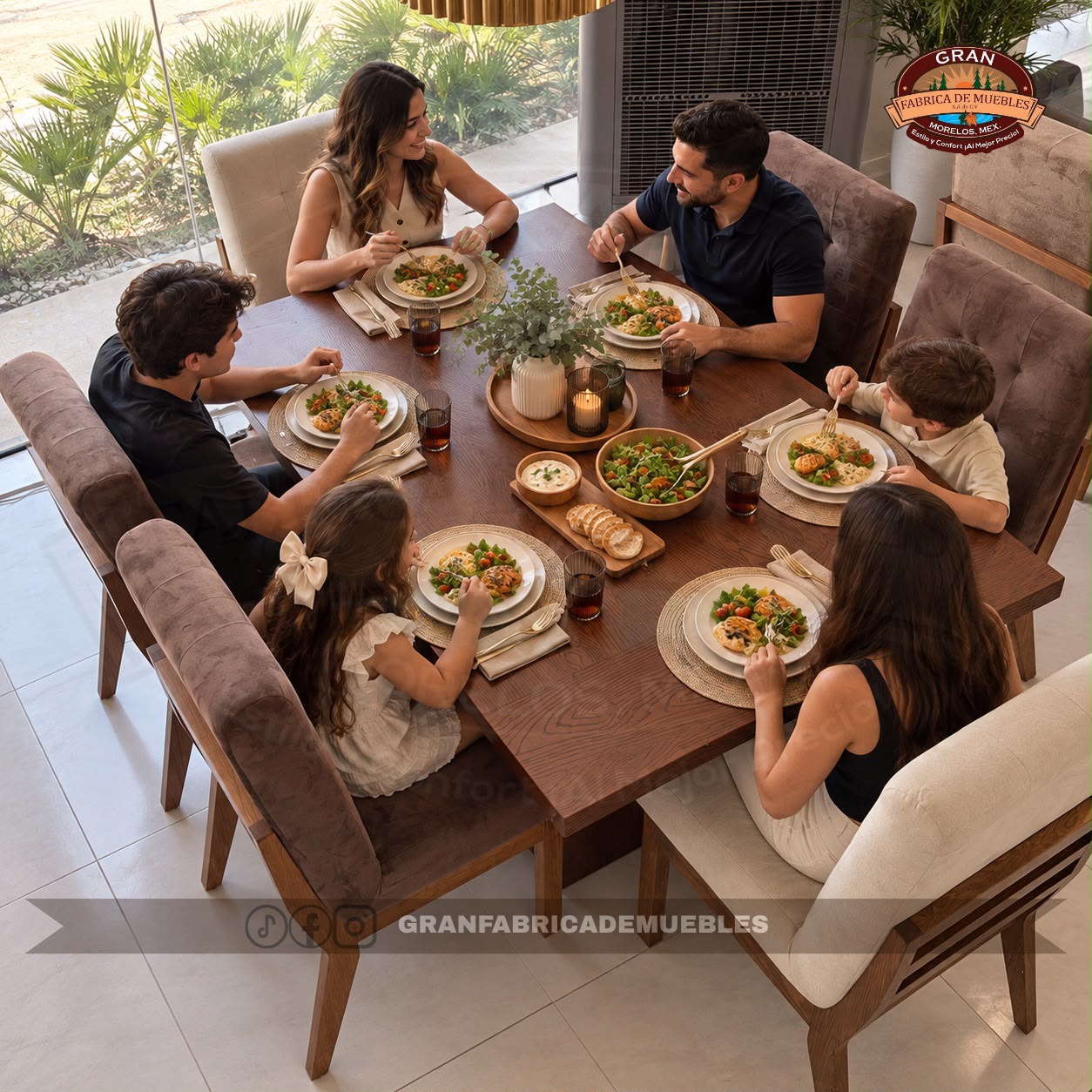 Comedor Diamante Rectangular de 6 Sillas Corte Diamante - Imagen 2