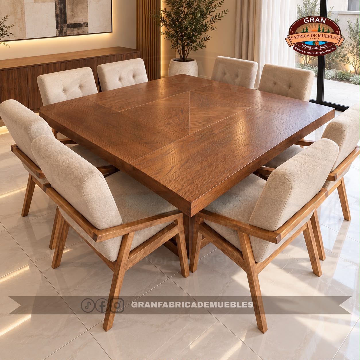 Comedor Diamante Cuadrado de 8 Sillas - Imagen 3
