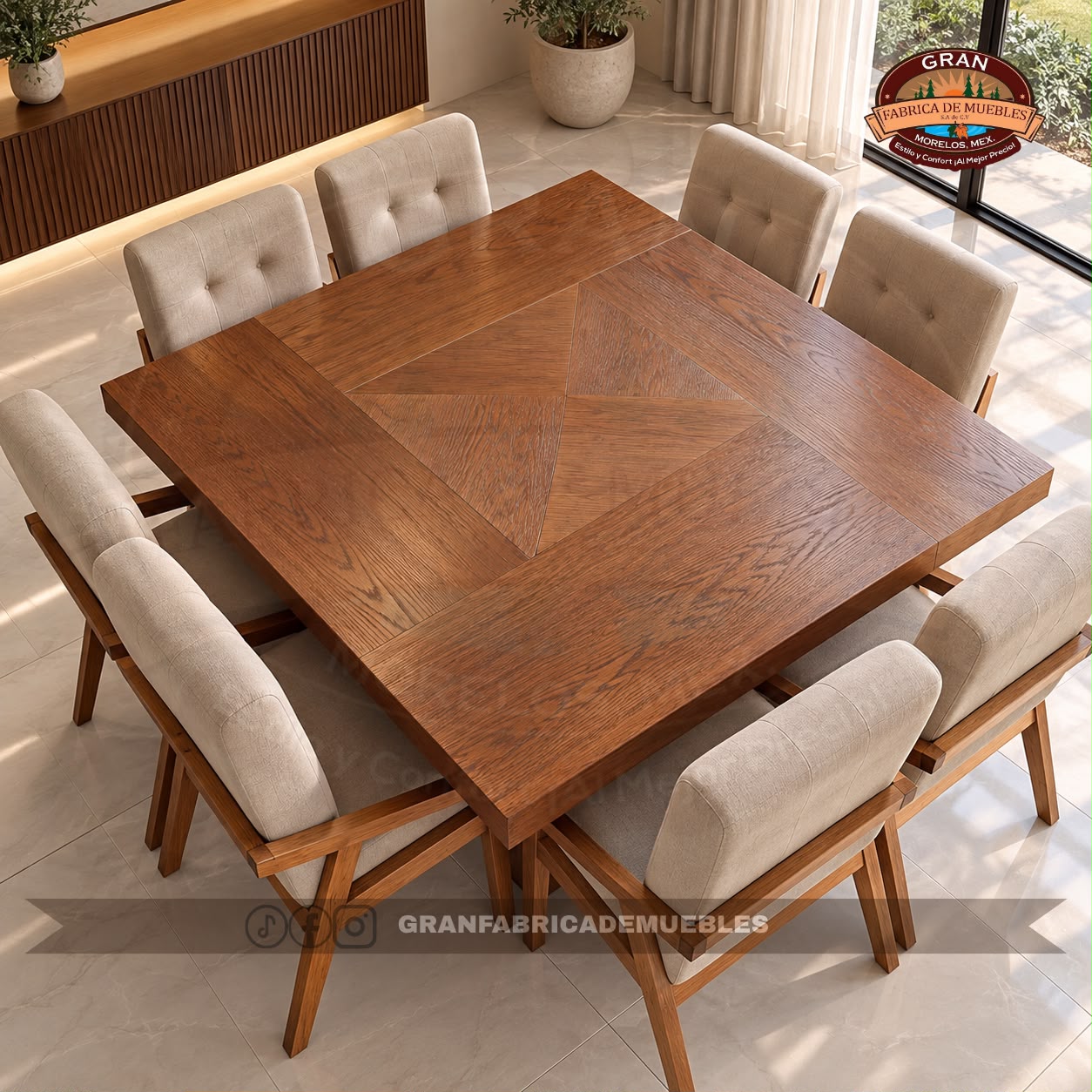 Comedor Diamante Cuadrado de 8 Sillas - Imagen 4