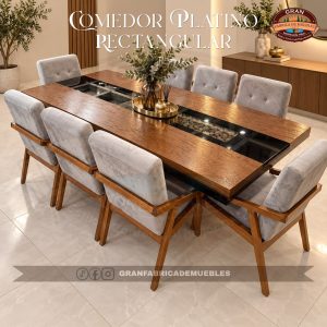 Comedor Platino Rectangular de 8 Sillas