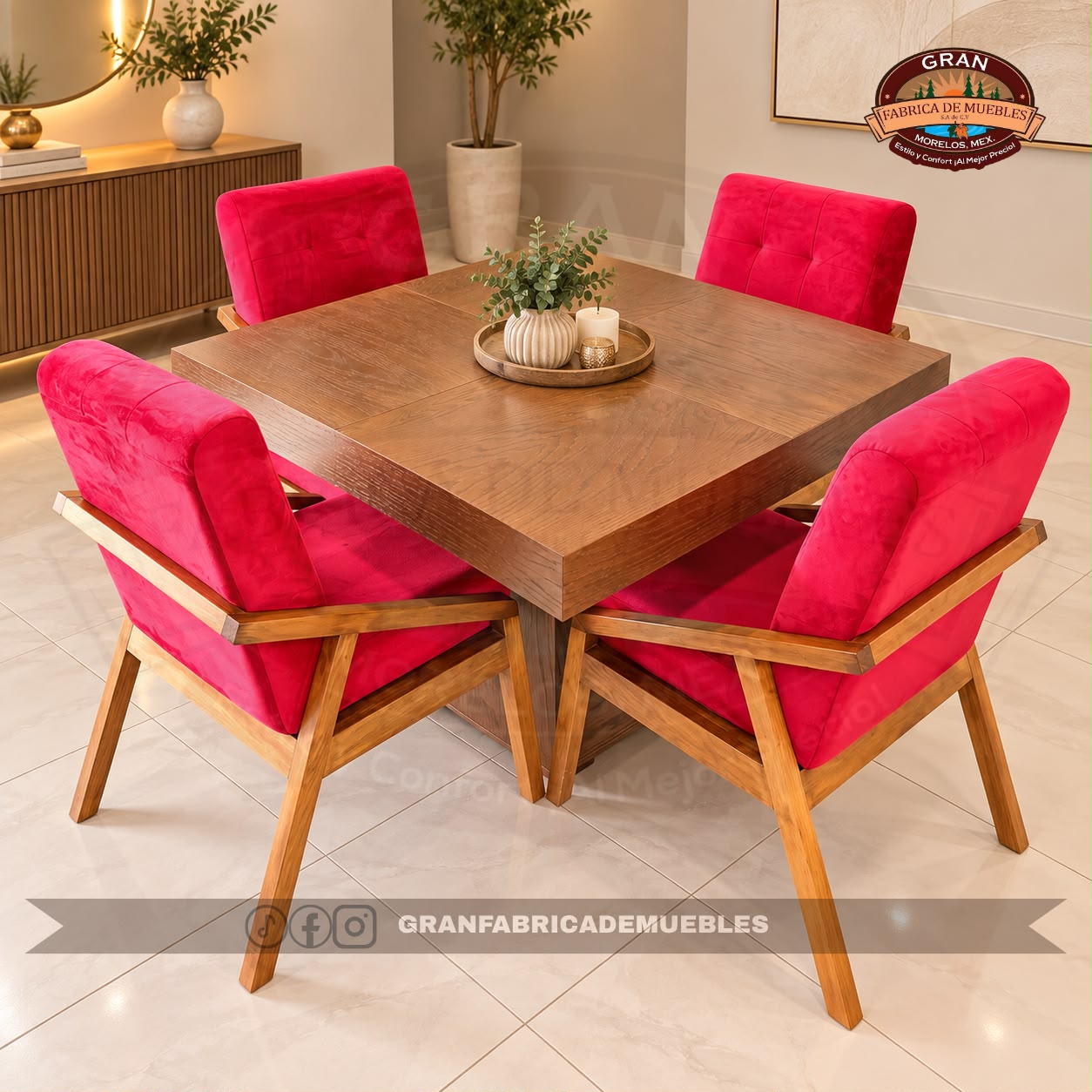 Comedor Diamante Cuadrado de 4 Sillas - Imagen 5