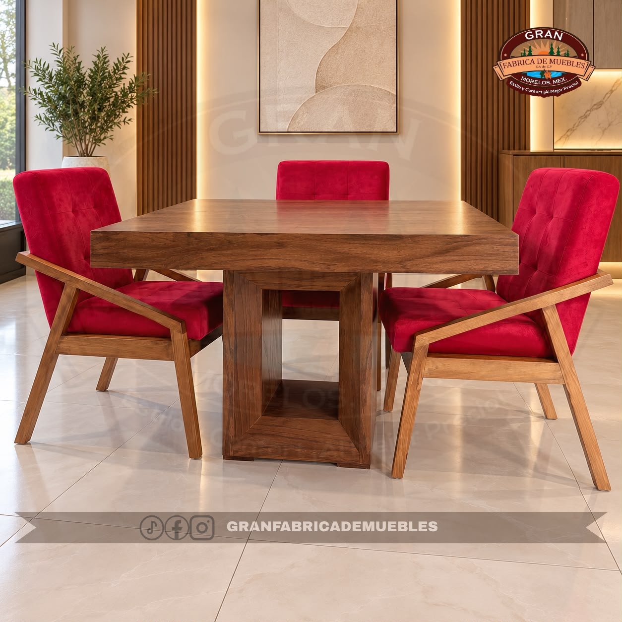 Comedor Diamante Cuadrado de 4 Sillas - Imagen 4