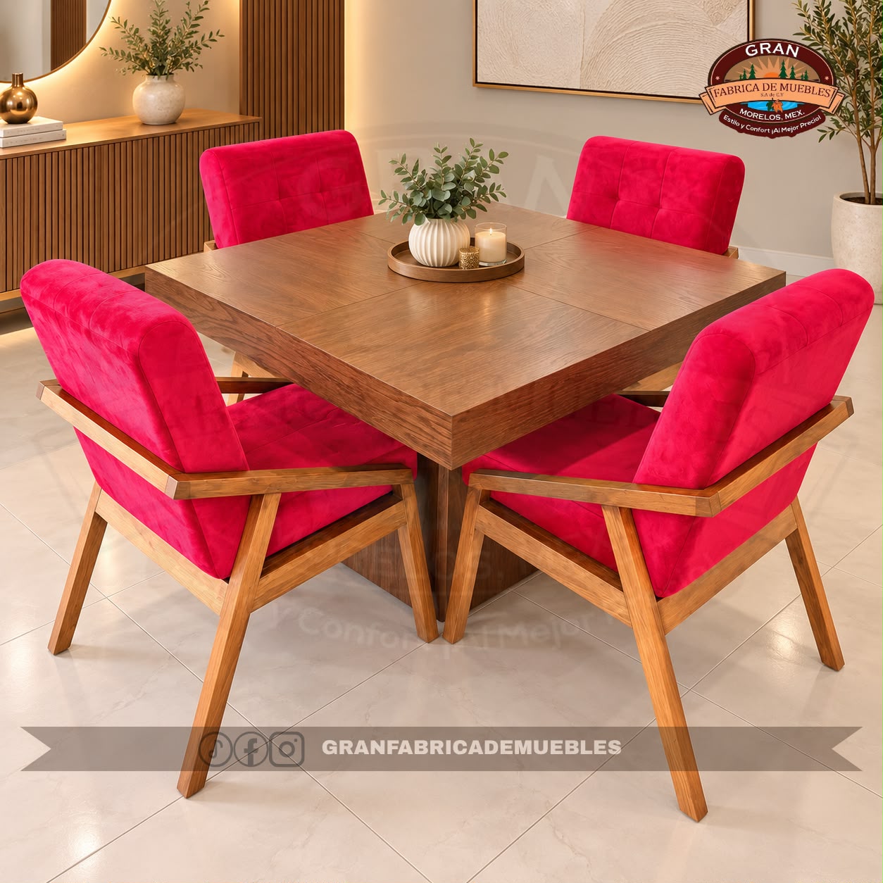 Comedor Diamante Cuadrado de 4 Sillas - Imagen 3