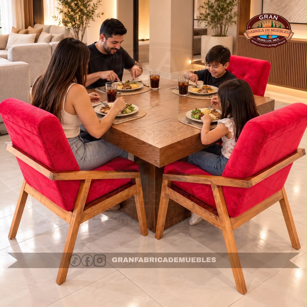 Comedor Diamante Cuadrado de 4 Sillas - Imagen 2